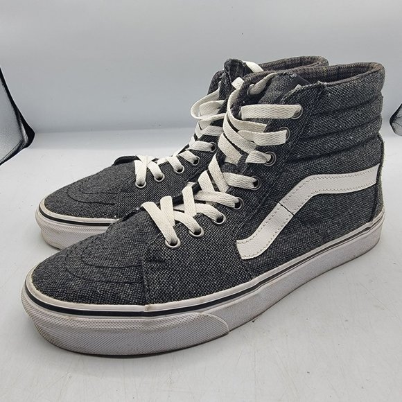 VANS Sk8 Hi Mens 8.5 Tweed Black True White Sneaker Shoes High Tops Athletic main image 9